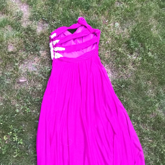 Exquisite Joanna Chen Fuschia one shoulder maxi dress size 6 prom wedding - Picture 6 of 8
